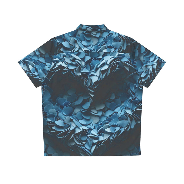 Azure Petal Heart - Men's Hawaiian Shirt - All Over Prints - g(0D·IO) - S - Black -