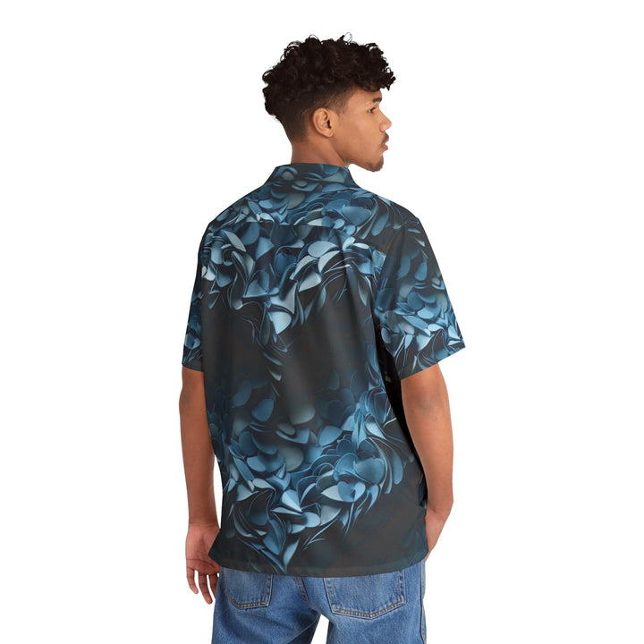 Azure Petal Heart - Men's Hawaiian Shirt - All Over Prints - g(0D·IO) - S - Black -