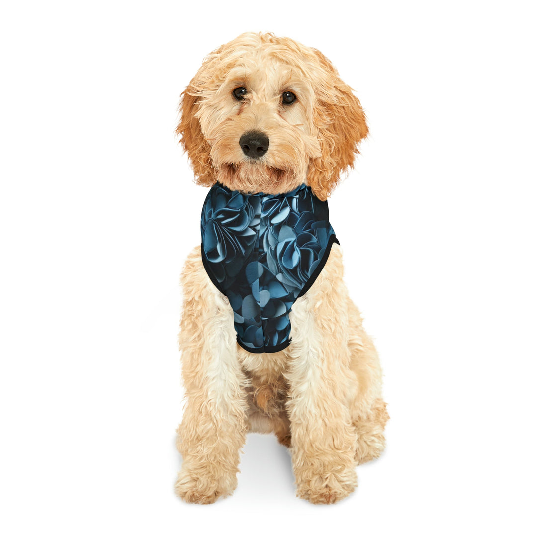 Azure Petal Heart - Pet Hoodie - Pets - g(0D·IO) - XXS - Black Rib -