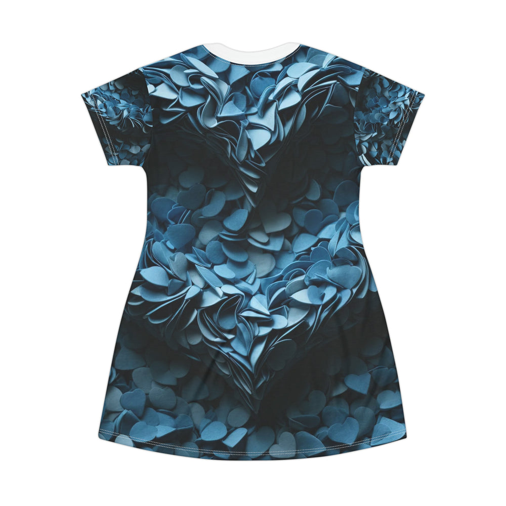 Azure Petal Heart - T-Shirt Dress - All Over Prints - g(0D·IO) - XS - -