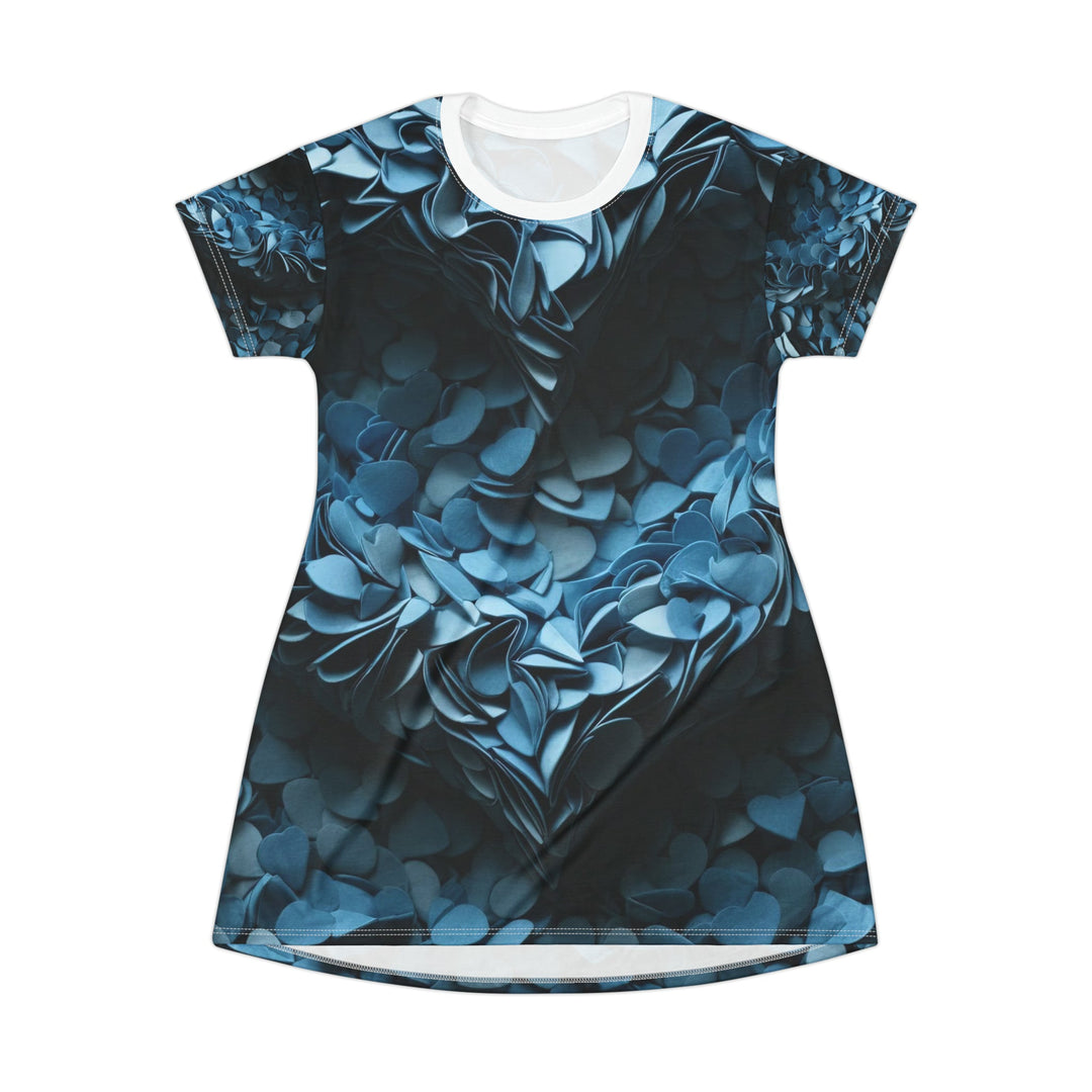 Azure Petal Heart - T-Shirt Dress - All Over Prints - g(0D·IO) - XS - -