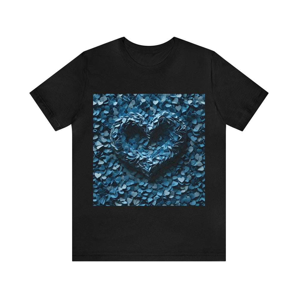 Azure Petal Heart - Unisex Jersey Short Sleeve Tee - T-Shirt - g(0D·IO) - Black - S -