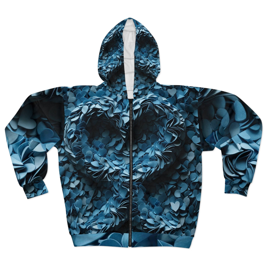 Azure Petal Heart - Unisex Zip Hoodie - All Over Prints - g(0D·IO) - XS - -