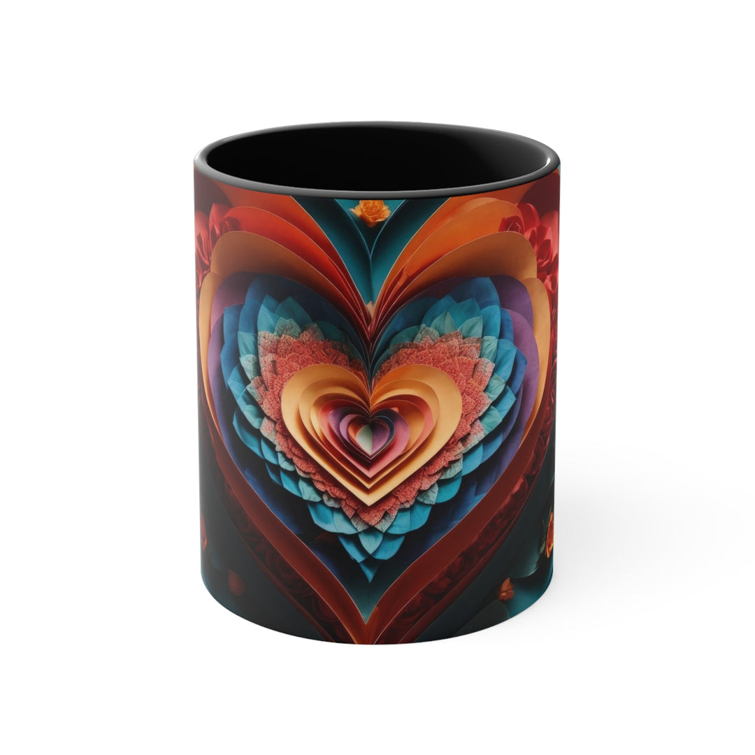 Blooming Heart Layers - Accent Coffee Mug - Mug - g(0D·IO) - Black - 11oz -