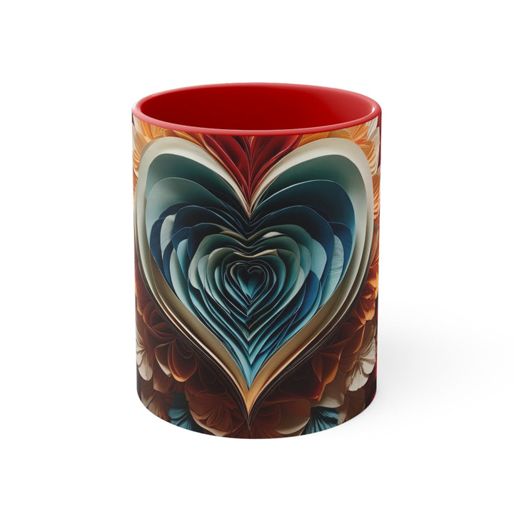 Blooming Heart Layers - Accent Coffee Mug - Mug - g(0D·IO) - Red - 11oz -