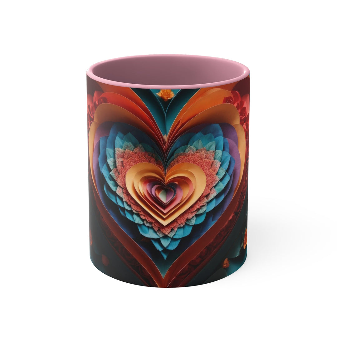 Blooming Heart Layers - Accent Coffee Mug - Mug - g(0D·IO) - Pink - 11oz -