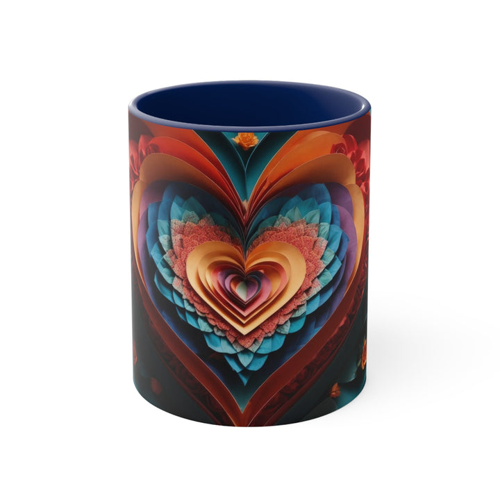 Blooming Heart Layers - Accent Coffee Mug - Mug - g(0D·IO) - Navy - 11oz -