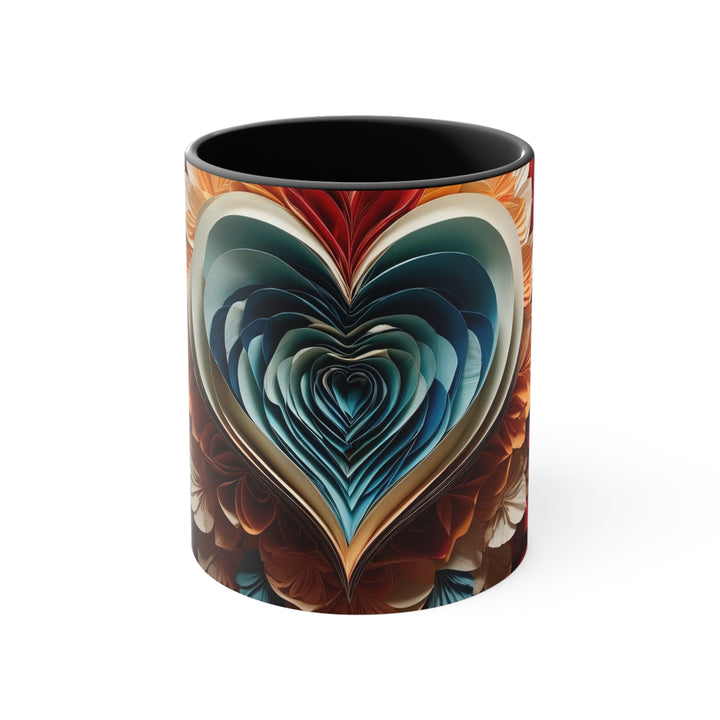 Blooming Heart Layers - Accent Coffee Mug - Mug - g(0D·IO) - Black - 11oz -