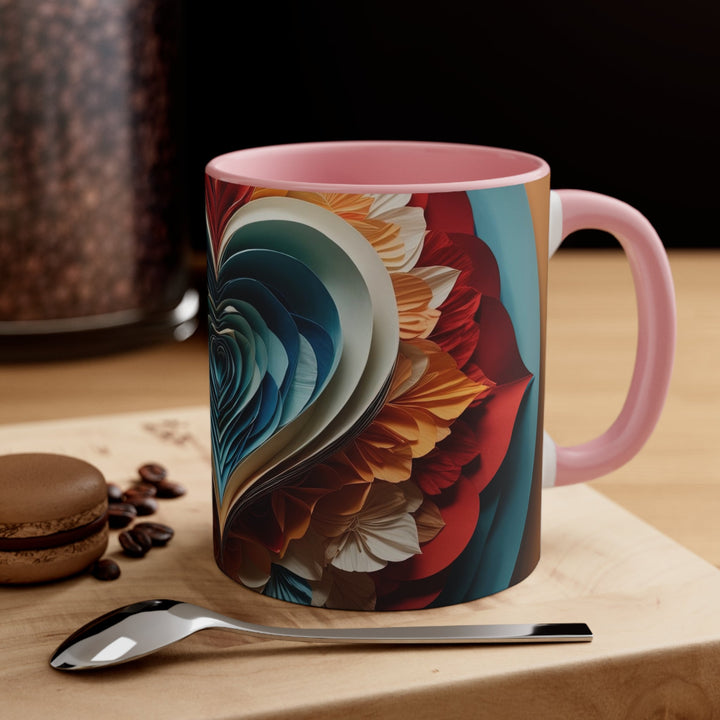 Blooming Heart Layers - Accent Coffee Mug - Mug - g(0D·IO) - Pink - 11oz -