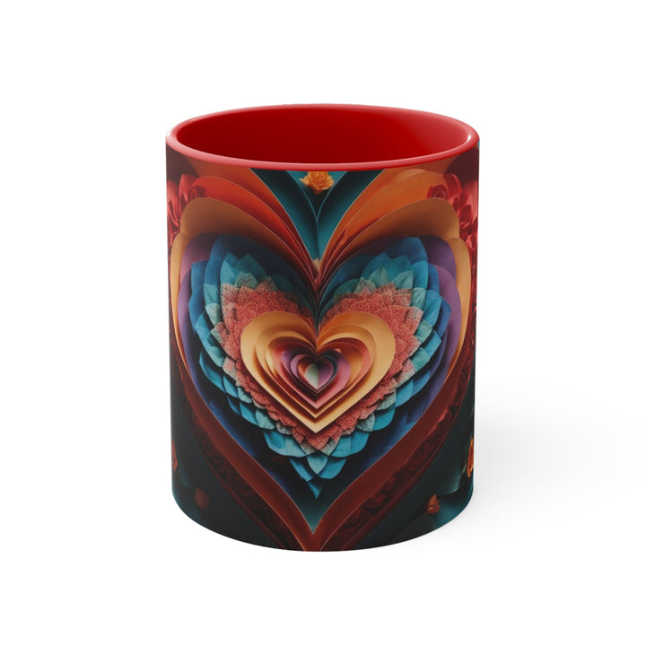 Blooming Heart Layers - Accent Coffee Mug - Mug - g(0D·IO) - Red - 11oz -