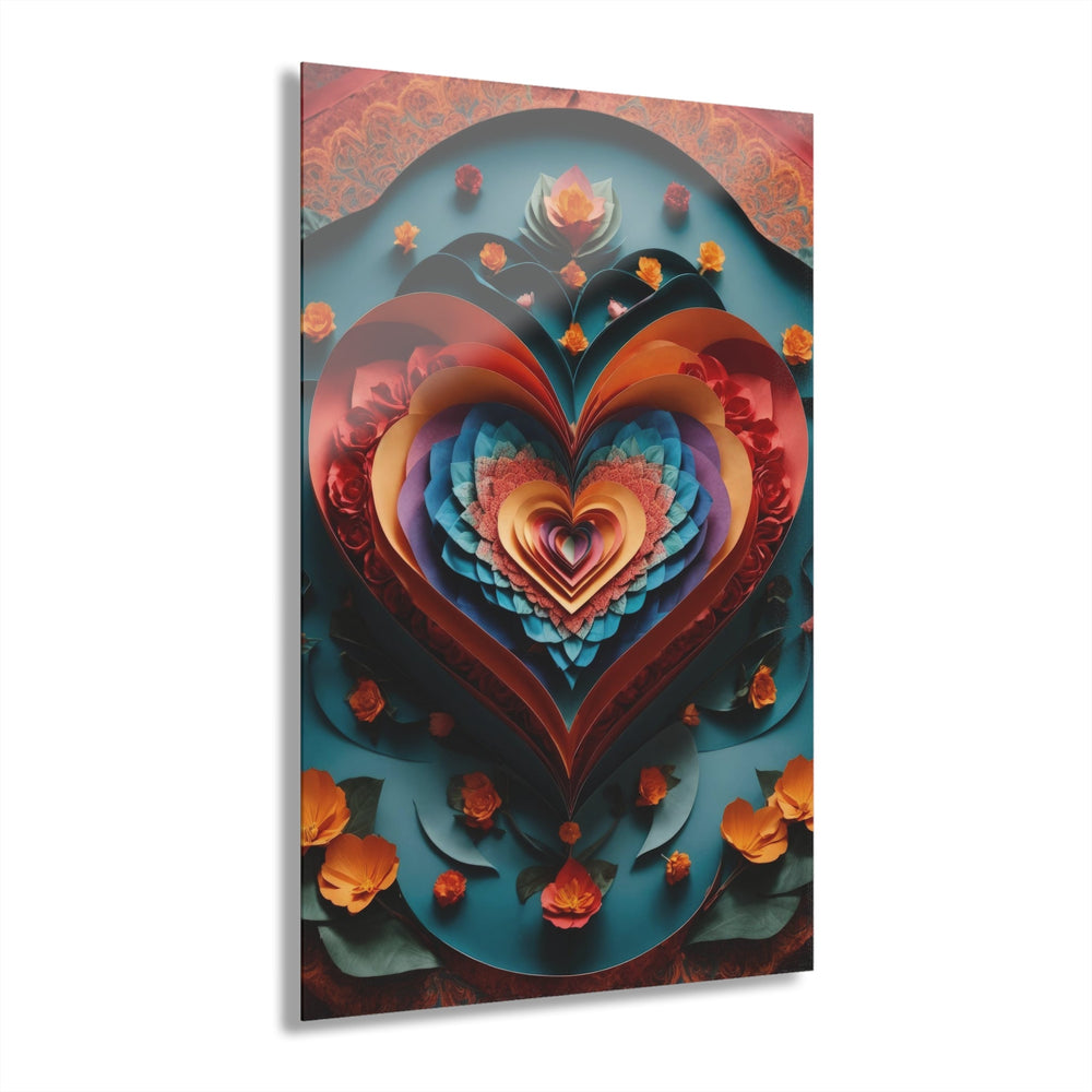Blooming Heart Layers - Acrylic Prints (French Cleat Hanging) - Home Decor - g(0D·IO) - 24" x 36" (Vertical) - 0.25'' -