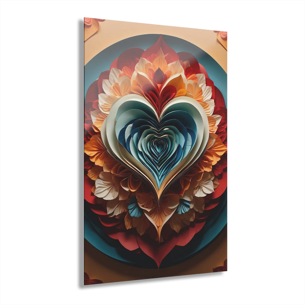 Blooming Heart Layers - Acrylic Prints (French Cleat Hanging) - Home Decor - g(0D·IO) - 24" x 36" (Vertical) - 0.25'' -