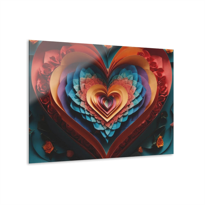Blooming Heart Layers - Acrylic Prints (French Cleat Hanging) - Home Decor - g(0D·IO) - 36" x 24" (Horizontal) - 0.25'' -