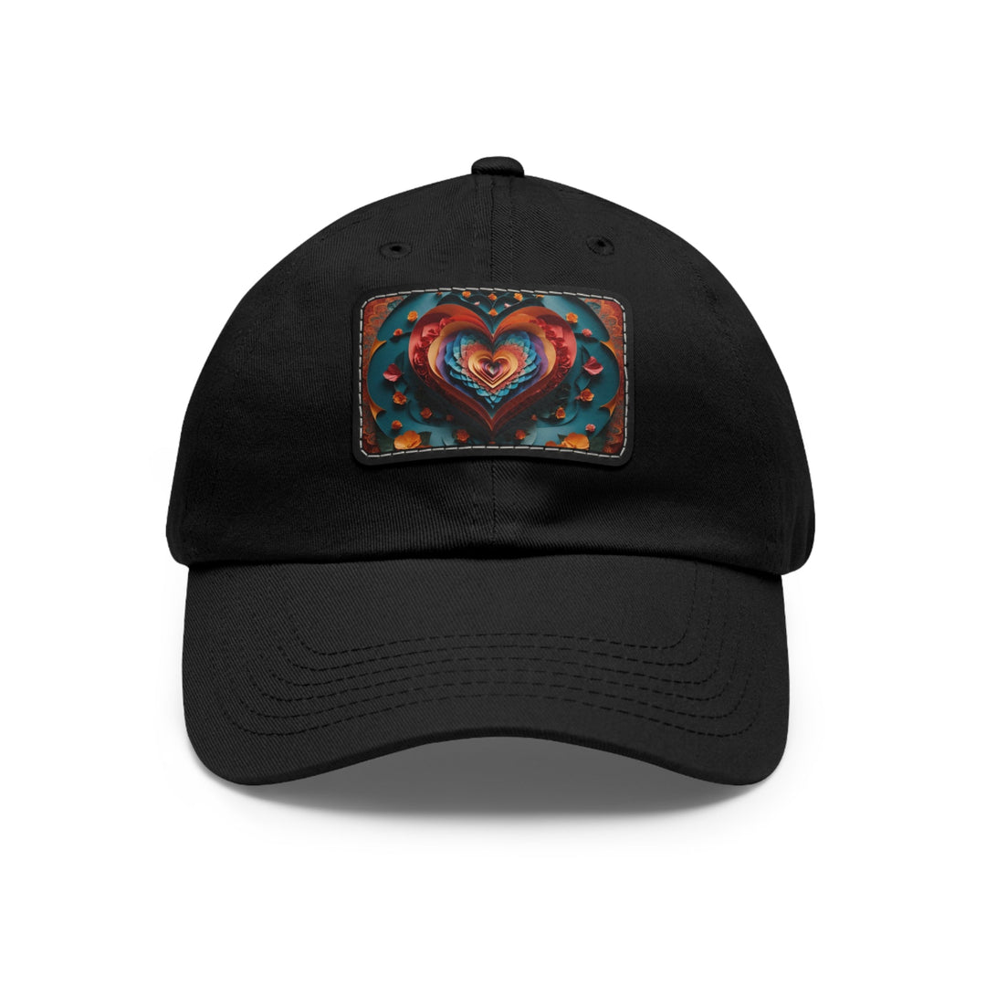 Blooming Heart Layers - Dad Hat - Hats - g(0D·IO) - Black / Black patch - Rectangle - One size