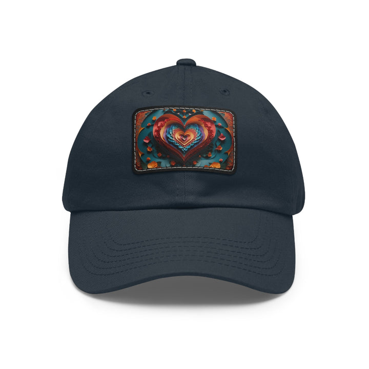 Blooming Heart Layers - Dad Hat - Hats - g(0D·IO) - Navy / Black patch - Rectangle - One size