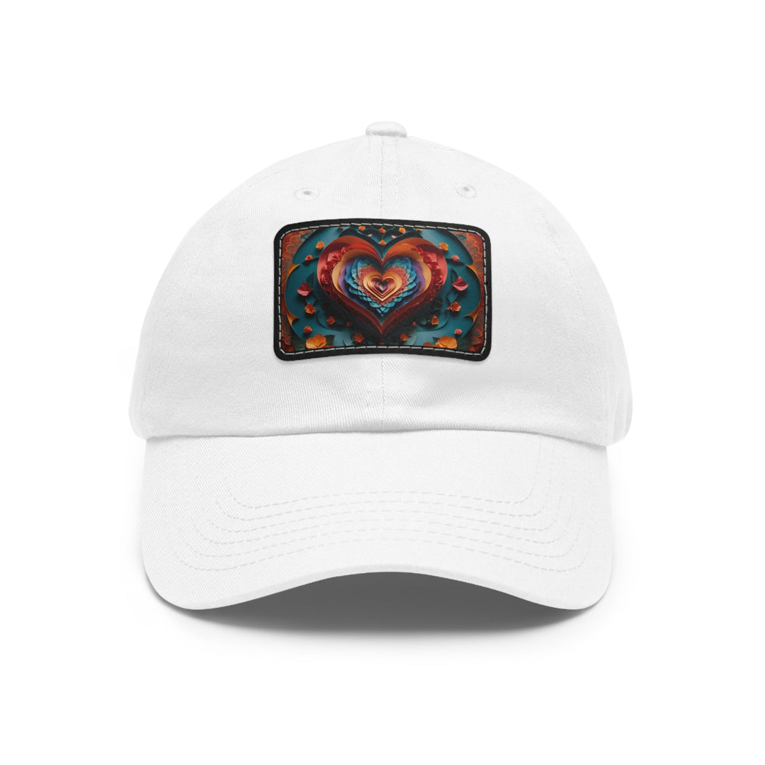 Blooming Heart Layers - Dad Hat - Hats - g(0D·IO) - White / Black patch - Rectangle - One size