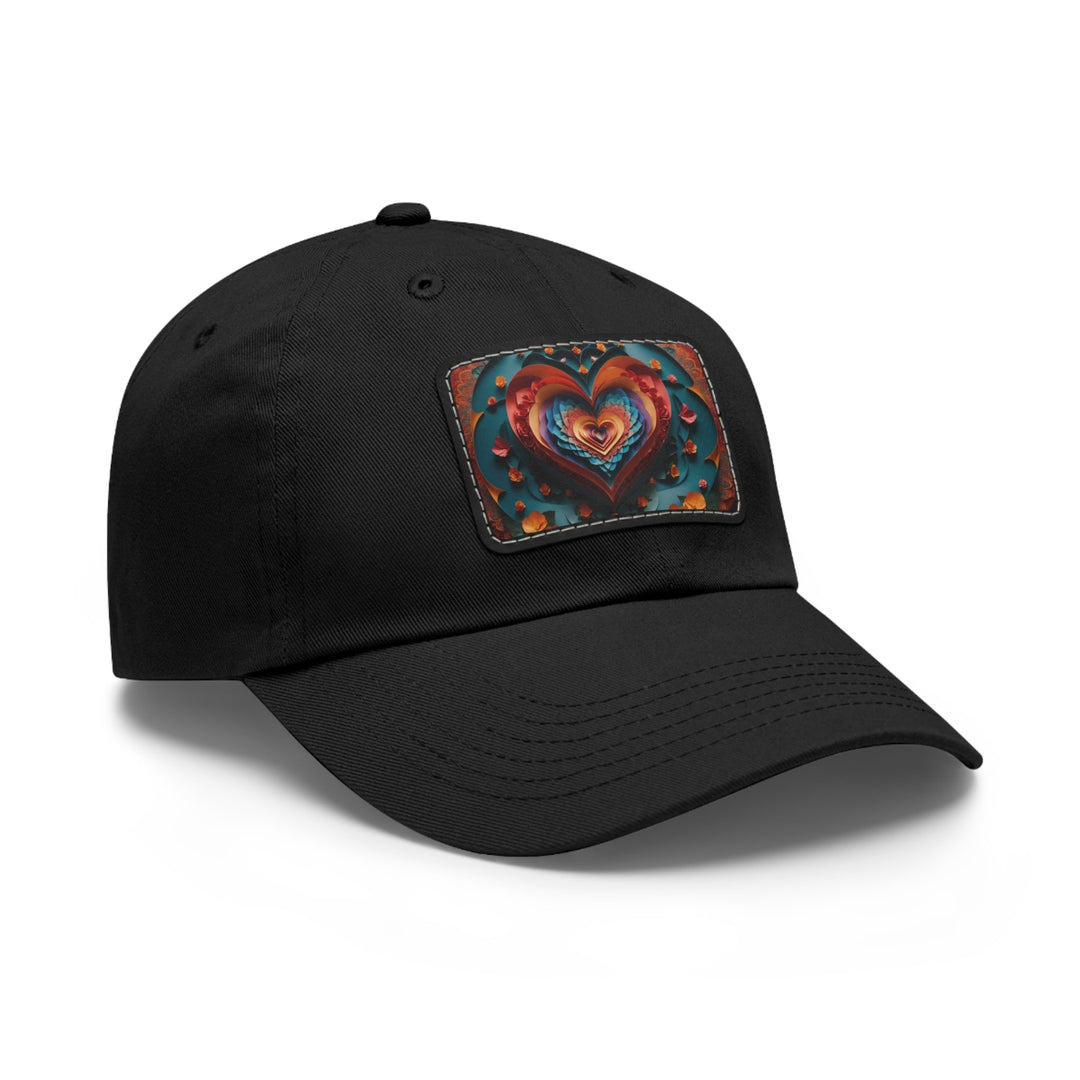 Blooming Heart Layers - Dad Hat - Hats - g(0D·IO) - White / Black patch - Rectangle - One size