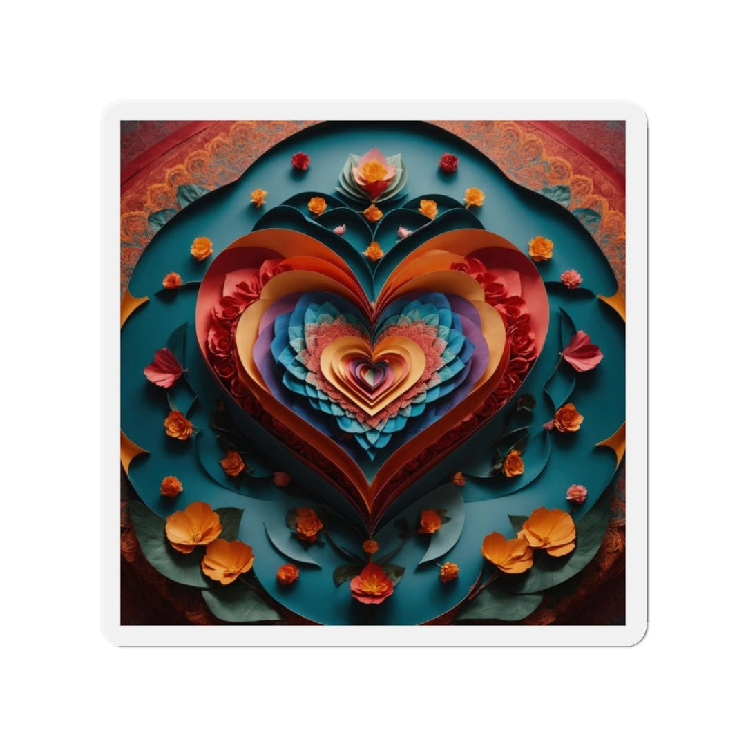 Blooming Heart Layers - Die-cut Magnet - Home Decor - g(0D·IO) - 4" x 4" - Die-Cut - 1 pc