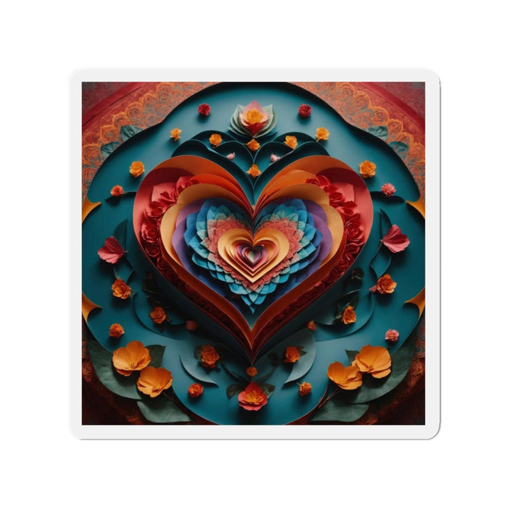 Blooming Heart Layers - Die-cut Magnet - Home Decor - g(0D·IO) - 4" x 4" - Die-Cut - 1 pc