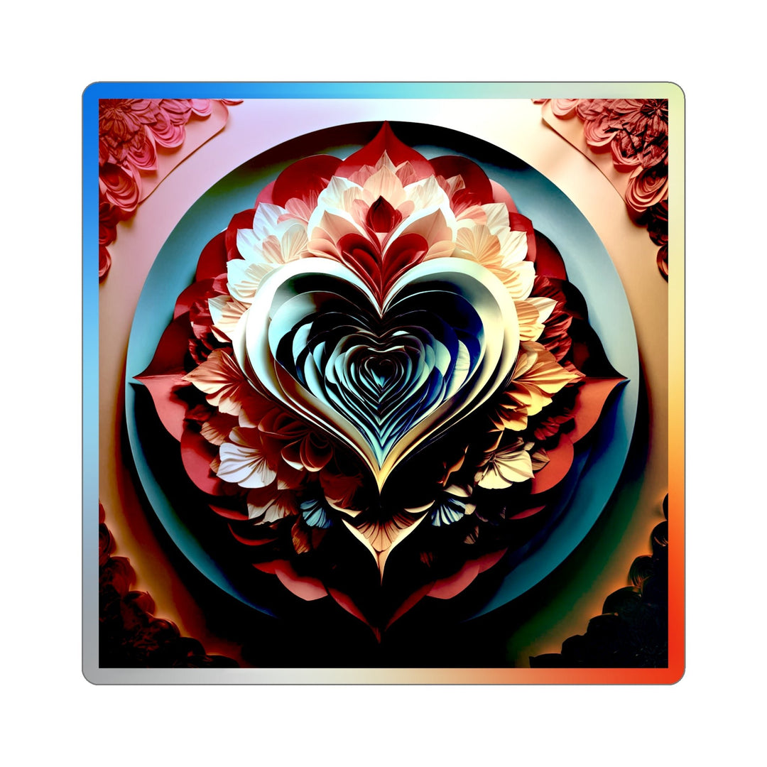 Blooming Heart Layers - Holographic Die-Cut Sticker - Paper products - g(0D·IO) - 3" × 3" - Die-Cut - Holographic