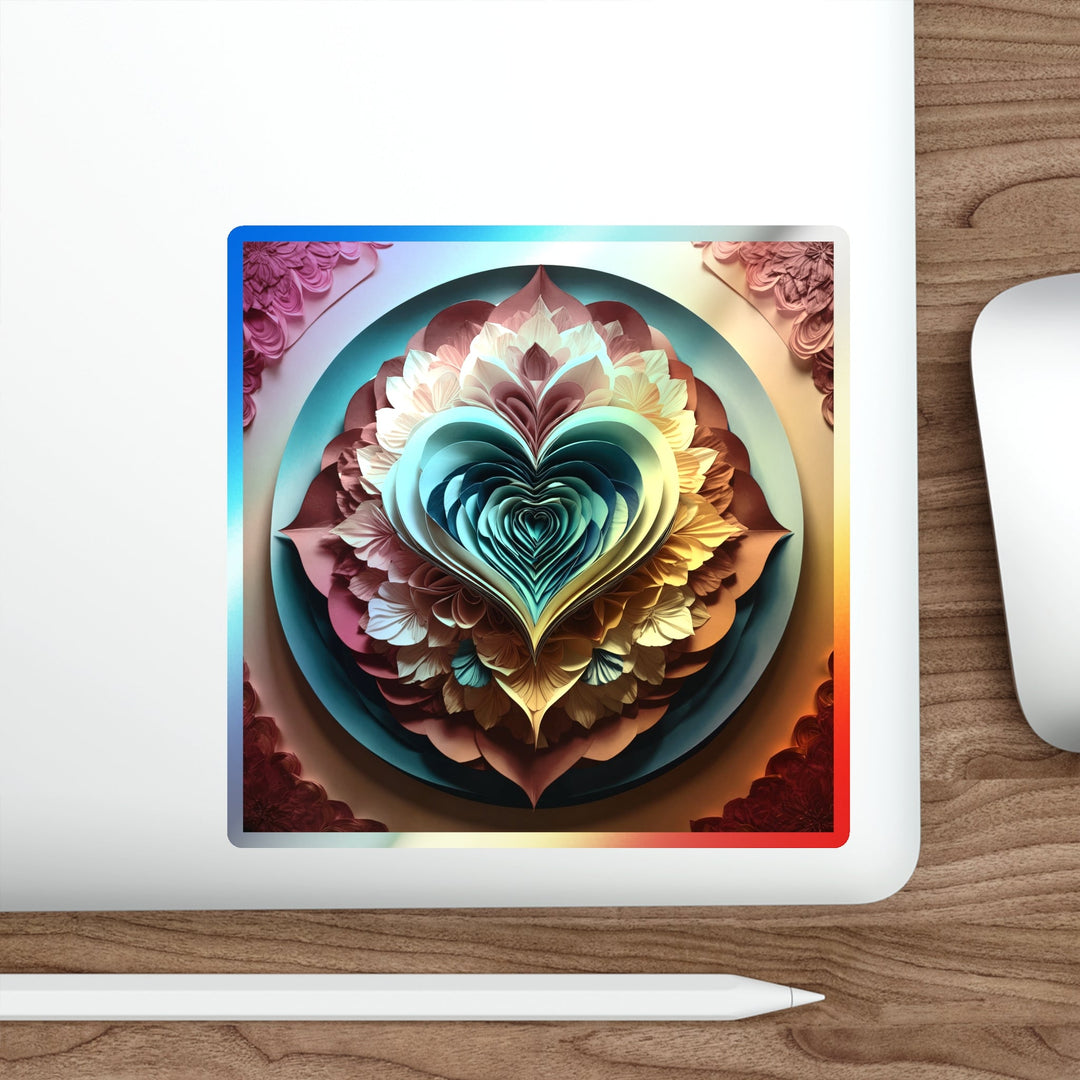 Blooming Heart Layers - Holographic Die-Cut Sticker - Paper products - g(0D·IO) - 5" × 5" - Die-Cut - Holographic