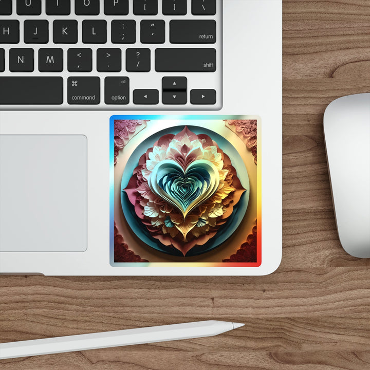 Blooming Heart Layers - Holographic Die-Cut Sticker - Paper products - g(0D·IO) - 5" × 5" - Die-Cut - Holographic