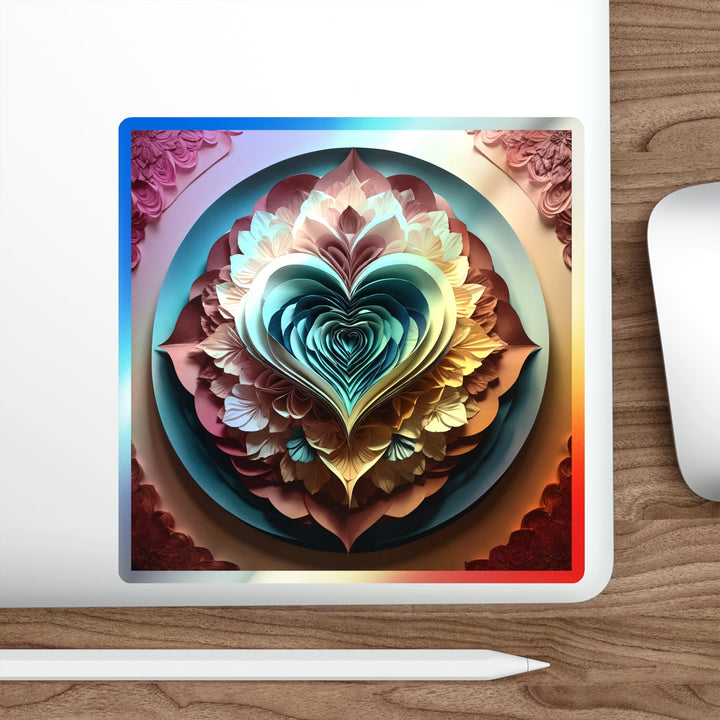 Blooming Heart Layers - Holographic Die-Cut Sticker - Paper products - g(0D·IO) - 5" × 5" - Die-Cut - Holographic