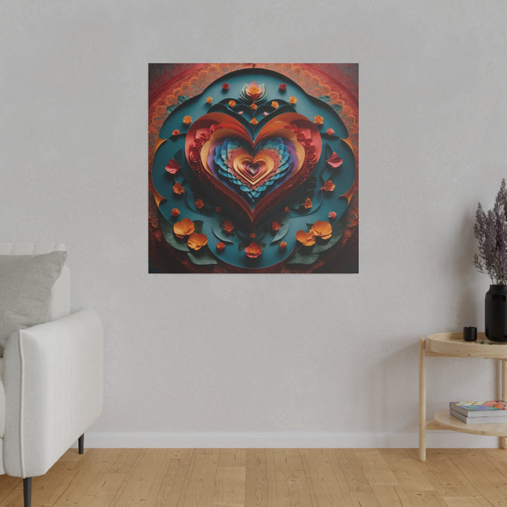 Blooming Heart Layers - Matte Canvas - Canvas - g(0D·IO) - 32" x 32" (Square) - 0.75'' -