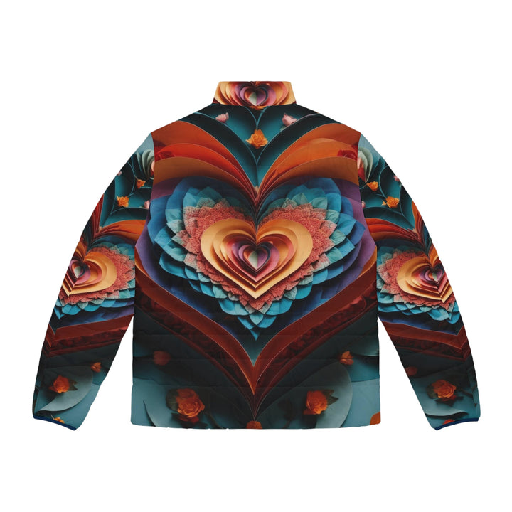 Blooming Heart Layers - Puffer Jacket - All Over Prints - g(0D·IO) - S - Black zipper -