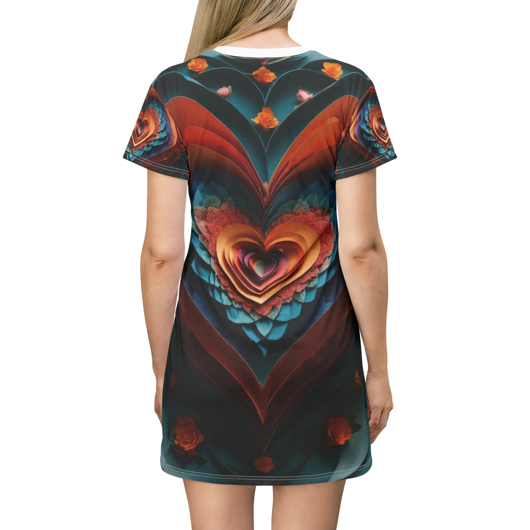 Blooming Heart Layers - T-Shirt Dress - All Over Prints - g(0D·IO) - XS - -