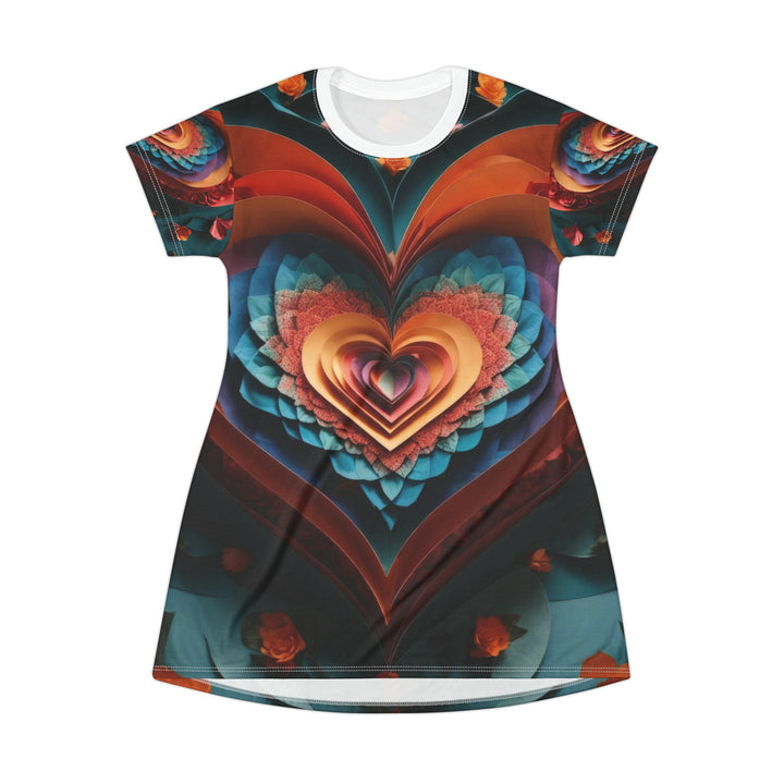 Blooming Heart Layers - T-Shirt Dress - All Over Prints - g(0D·IO) - XS - -