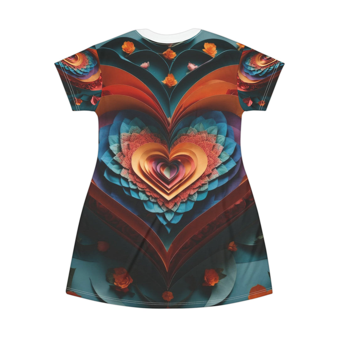 Blooming Heart Layers - T-Shirt Dress - All Over Prints - g(0D·IO) - XS - -