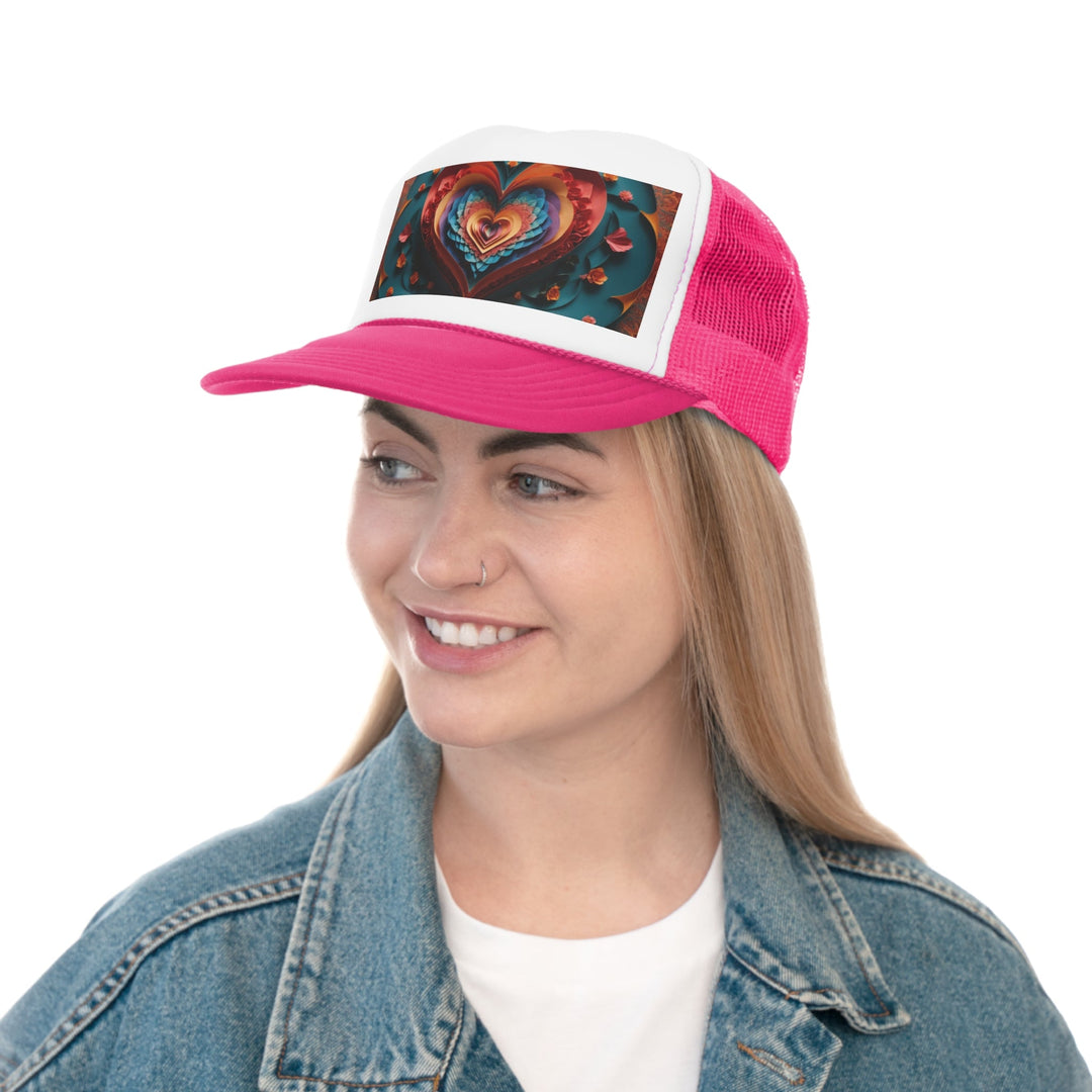 Blooming Heart Layers - Trucker Hat - Hats - g(0D·IO) - Pink - One size -