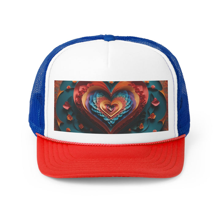 Blooming Heart Layers - Trucker Hat - Hats - g(0D·IO) - Blue/Red - One size -