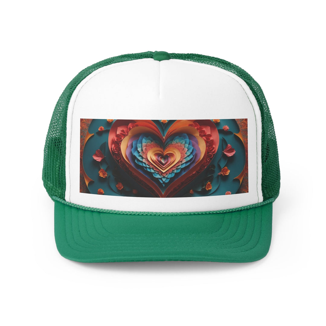 Blooming Heart Layers - Trucker Hat - Hats - g(0D·IO) - Green - One size -