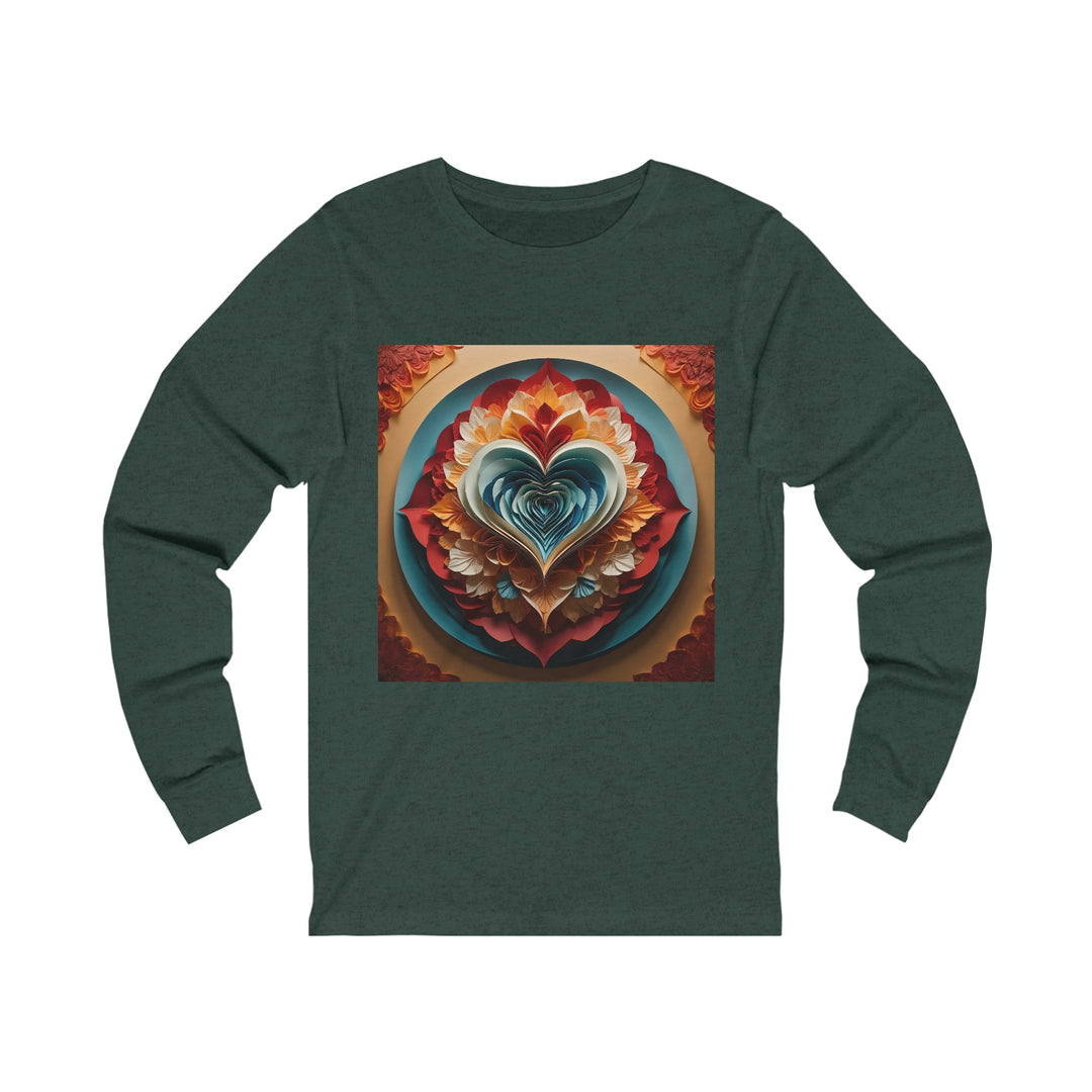 Blooming Heart Layers - Unisex Jersey Long Sleeve Tee - Long-sleeve - g(0D·IO) - S - Heather Forest -