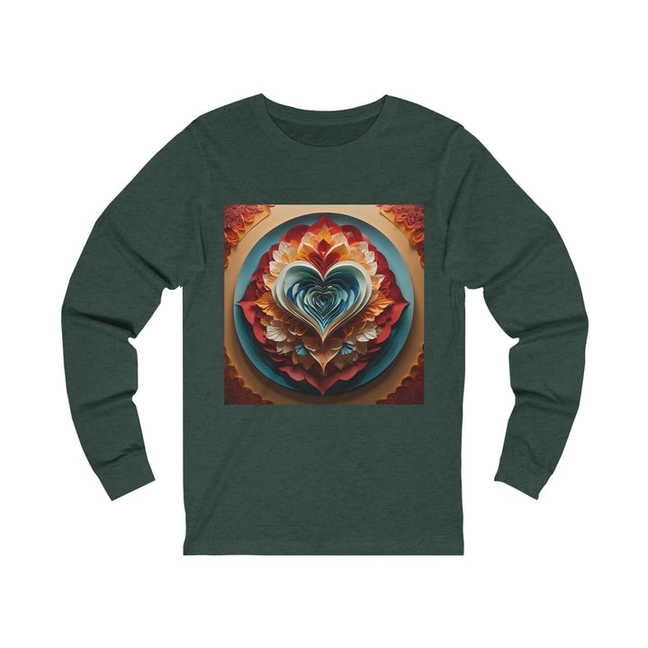 Blooming Heart Layers - Unisex Jersey Long Sleeve Tee - Long-sleeve - g(0D·IO) - S - Heather Forest -