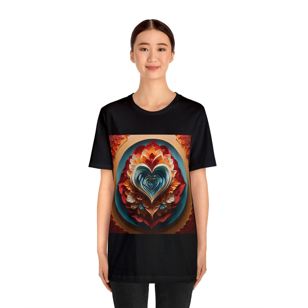 Blooming Heart Layers - Unisex Jersey Short Sleeve Tee - T-Shirt - g(0D·IO) - Black - S -