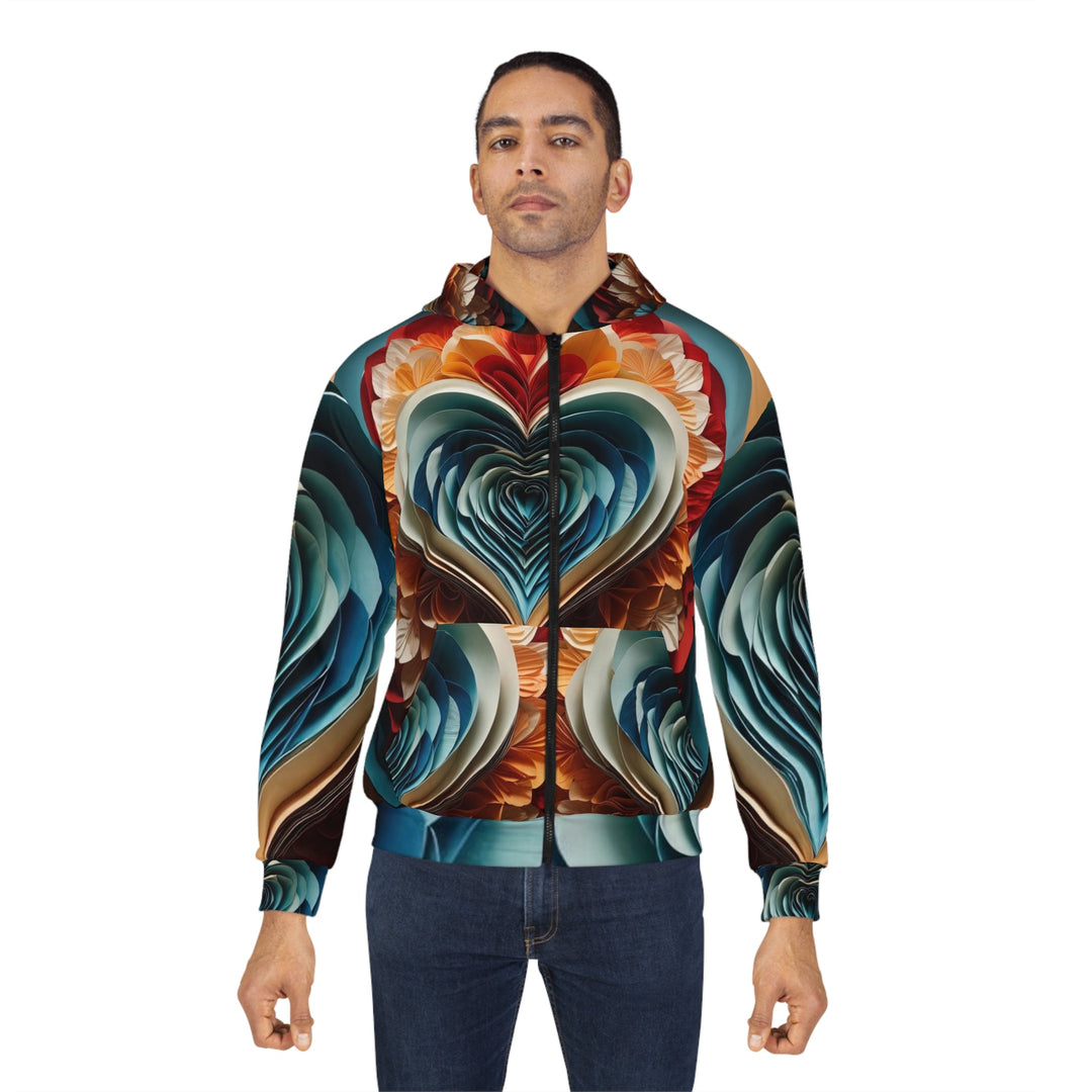 Blooming Heart Layers - Unisex Zip Hoodie - All Over Prints - g(0D·IO) - XS - -