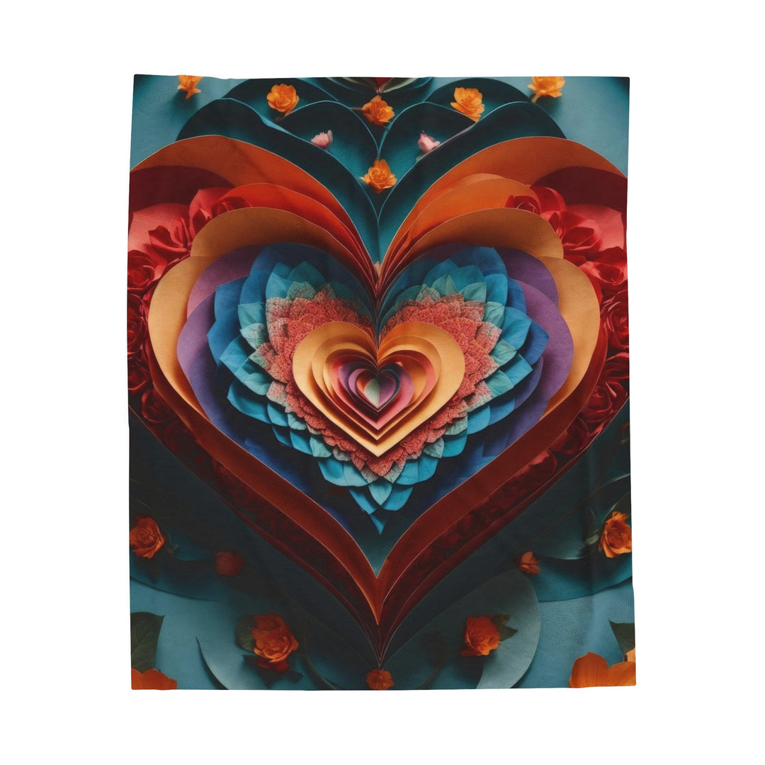 Blooming Heart Layers - Velveteen Plush Blanket - All Over Prints - g(0D·IO) - 50" × 60" - -