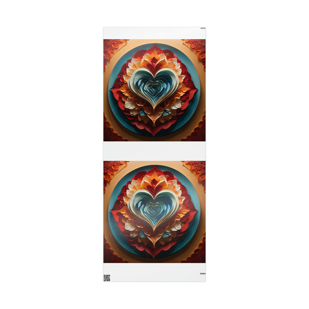 Blooming Heart Layers - Wrapping Paper - Home Decor - g(0D·IO) - 30'' x 72'' - Glossy -