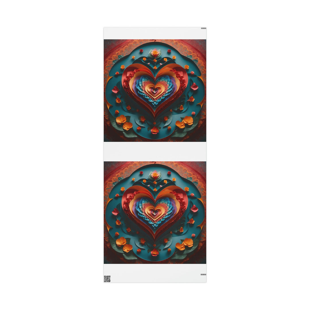Blooming Heart Layers - Wrapping Paper - Home Decor - g(0D·IO) - 30'' x 72'' - Matte -