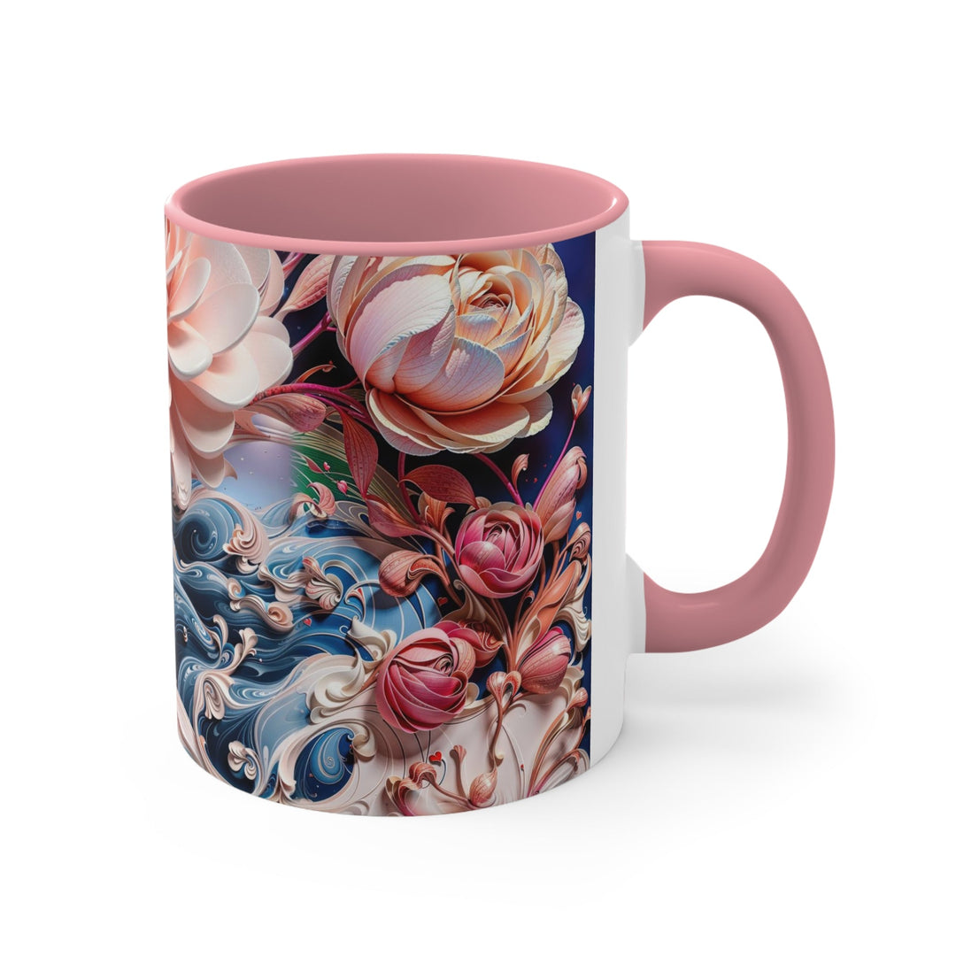 Blossoming Floral Symphony - Accent Coffee Mug - Mug - g(0D·IO) - Pink - 11oz -