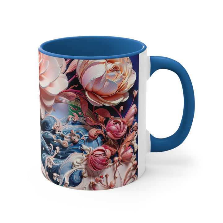 Blossoming Floral Symphony - Accent Coffee Mug - Mug - g(0D·IO) - Pink - 11oz -