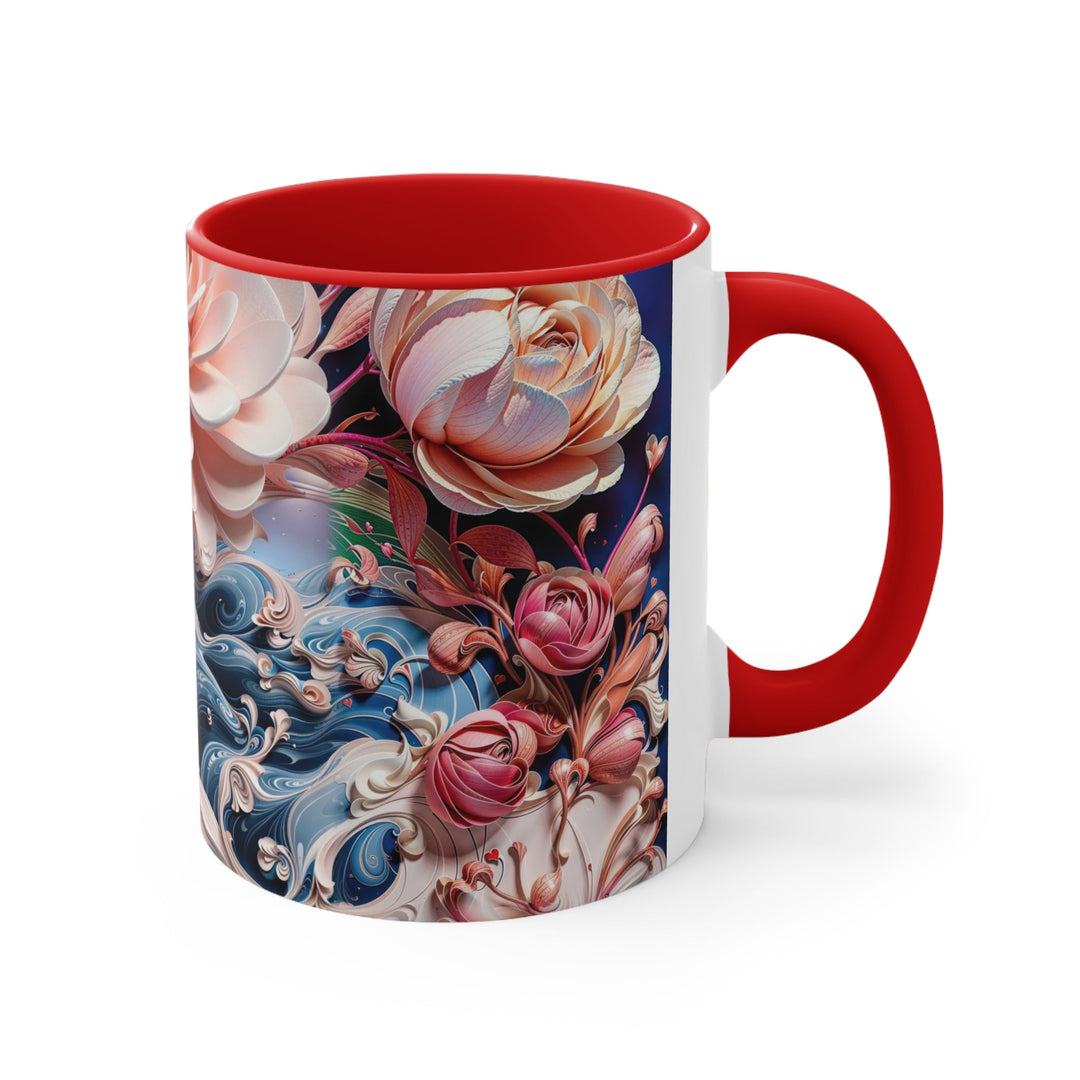 Blossoming Floral Symphony - Accent Coffee Mug - Mug - g(0D·IO) - Pink - 11oz -