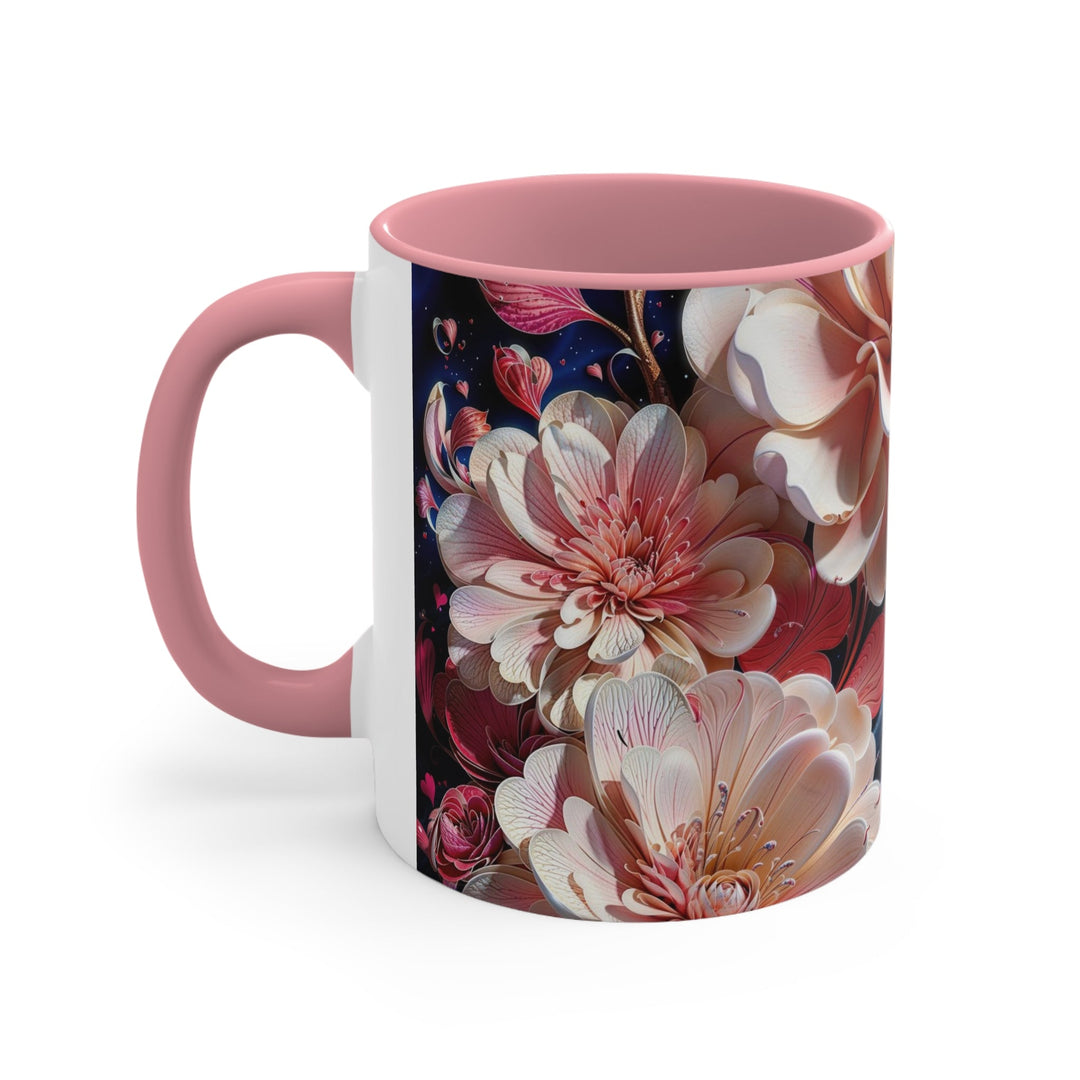 Blossoming Floral Symphony - Accent Coffee Mug - Mug - g(0D·IO) - Pink - 11oz -