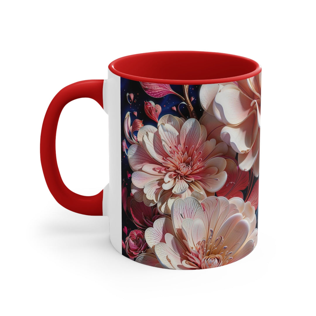 Blossoming Floral Symphony - Accent Coffee Mug - Mug - g(0D·IO) - Pink - 11oz -