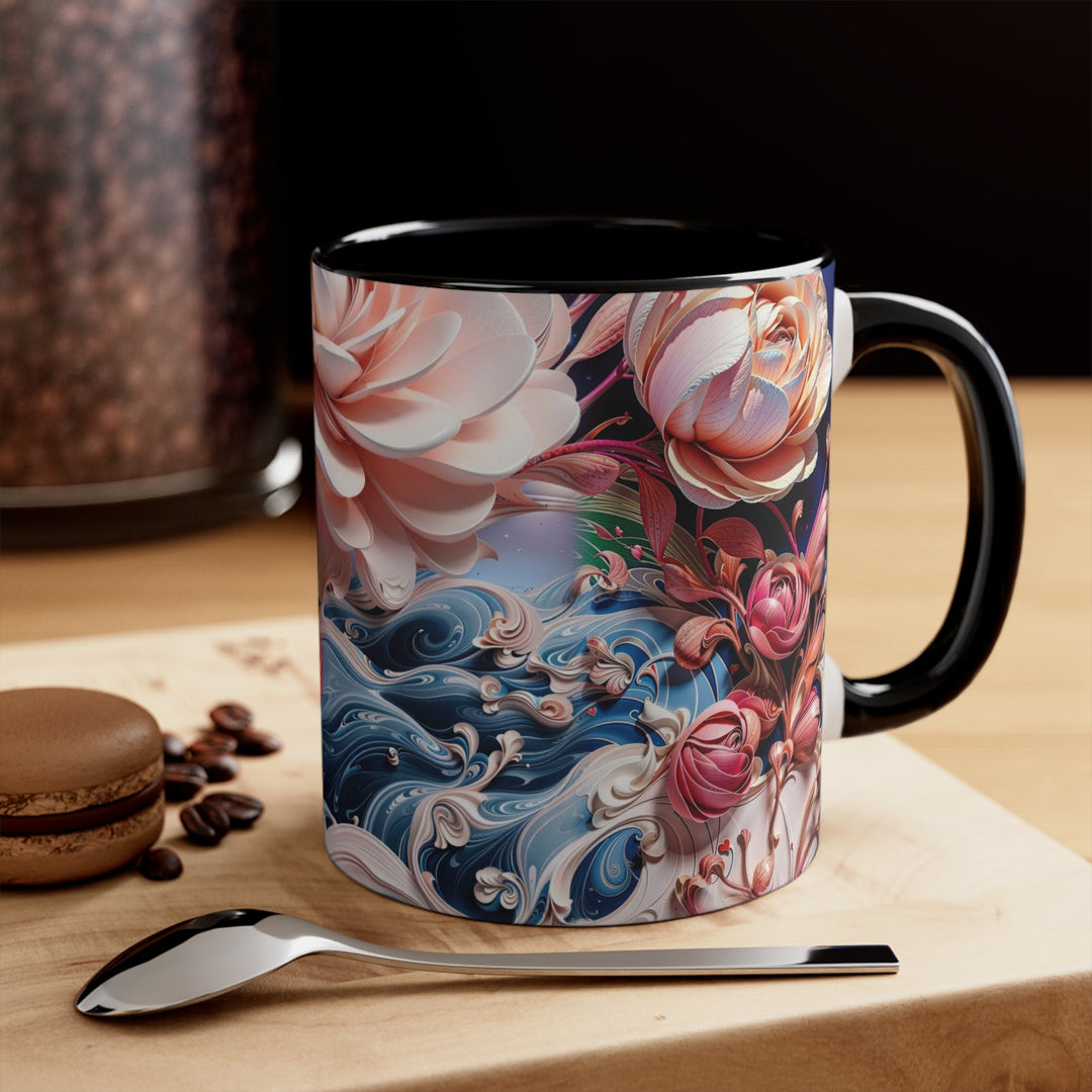 Blossoming Floral Symphony - Accent Coffee Mug - Mug - g(0D·IO) - Pink - 11oz -