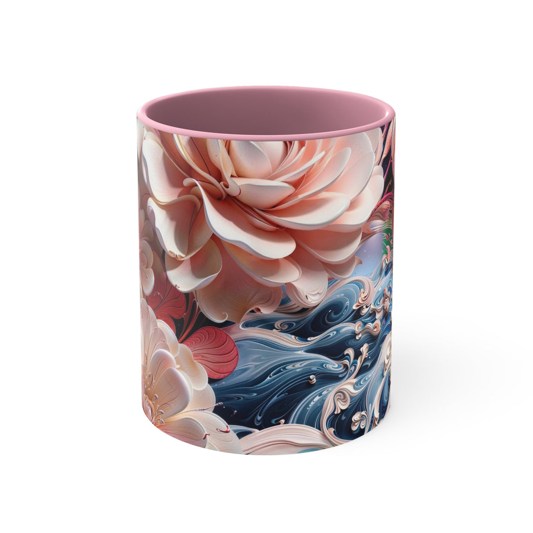 Blossoming Floral Symphony - Accent Coffee Mug - Mug - g(0D·IO) - Pink - 11oz -