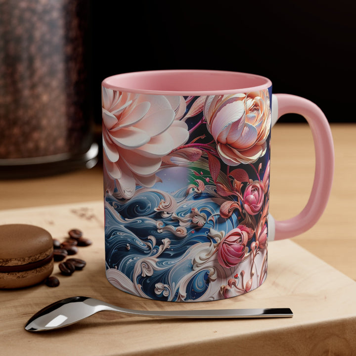 Blossoming Floral Symphony - Accent Coffee Mug - Mug - g(0D·IO) - Pink - 11oz -